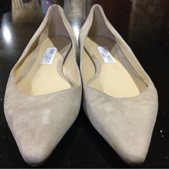JIMMY CHOO Natural Romy Suede Ballet Flats - Picture 2 of 7